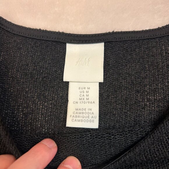 Black H&M Cap Sleeve Shirt Knit Sweater Women With Side Ties - Picture 4 of 8